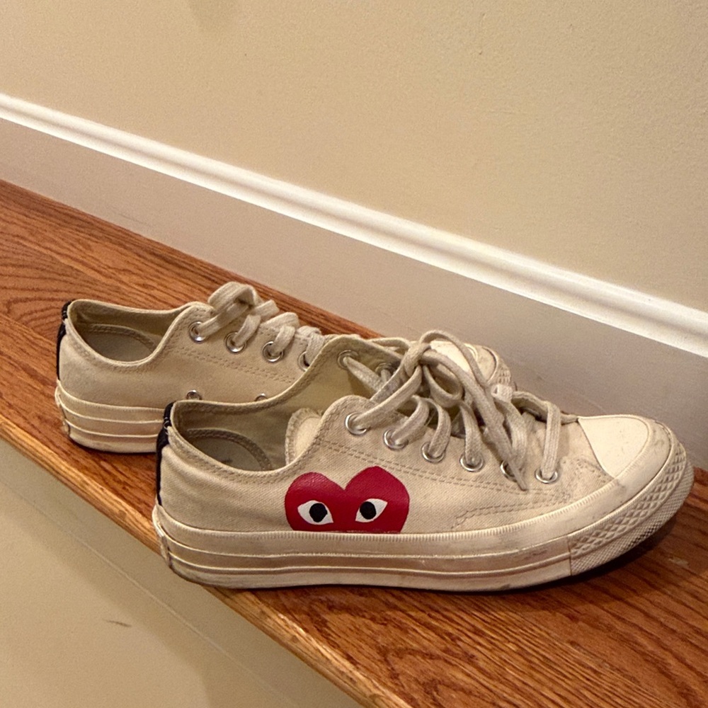 Comme des Garcons Beige and Red Sneakers